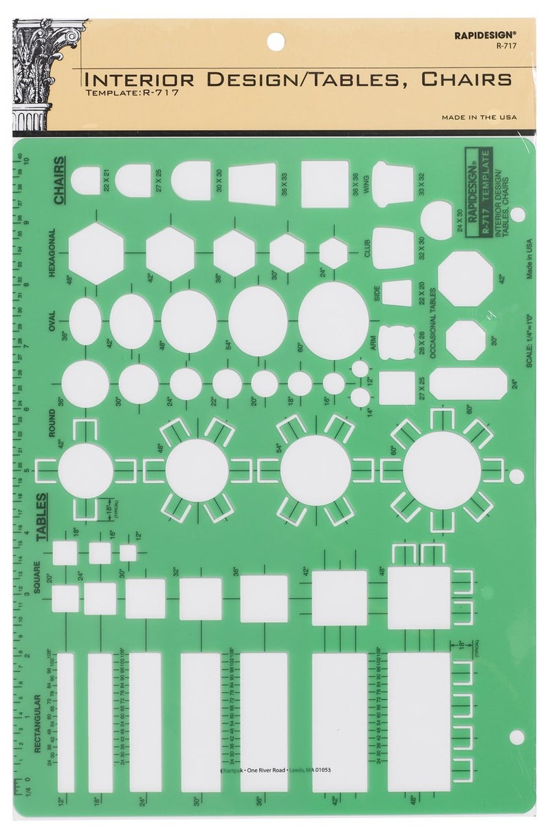 Rapidesign Interior Design Template for Table/Chairs  1 Each (R717)